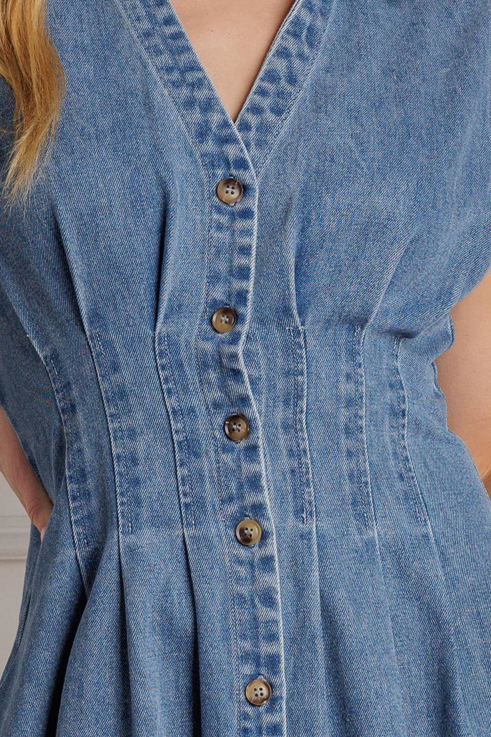 ROSES OF LOVE DENIM MIDI DRESS Flying Tomato